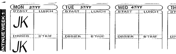 JK has signed under breakfast and dinner on the 2/7