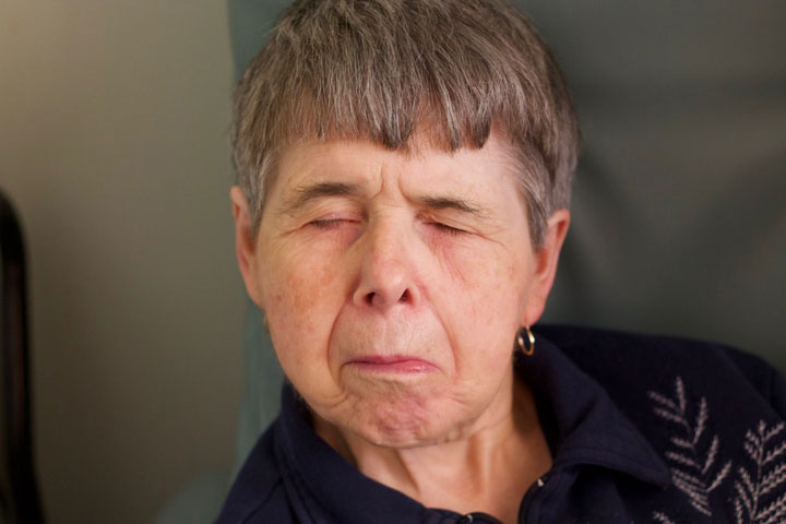 Resident closing their eyes